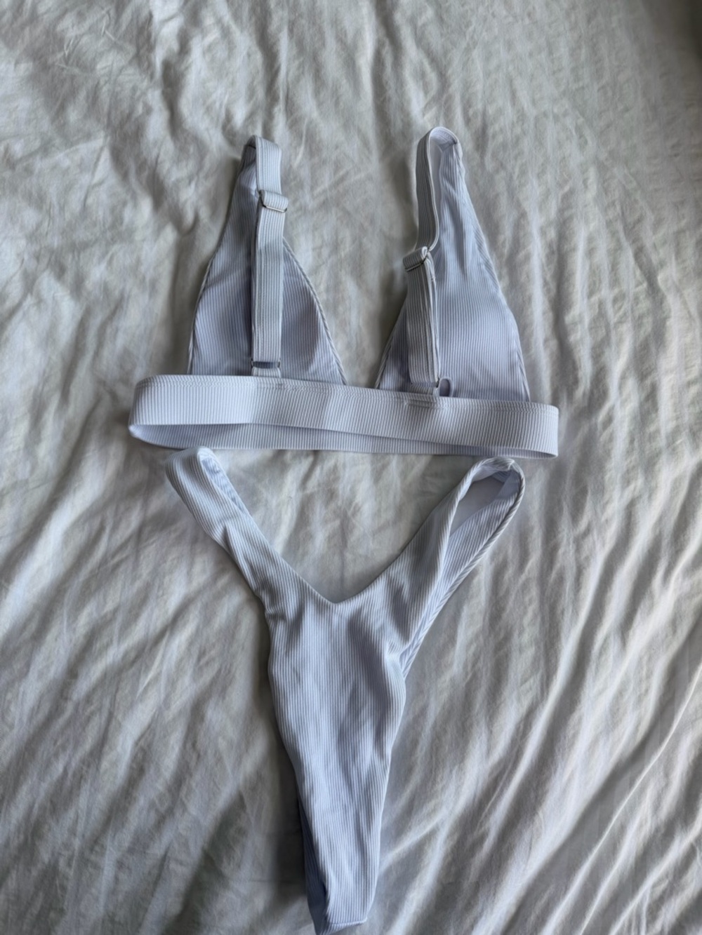 SHEIN White Ribbed Two-Piece Bikini Set - Picture 2 of 2